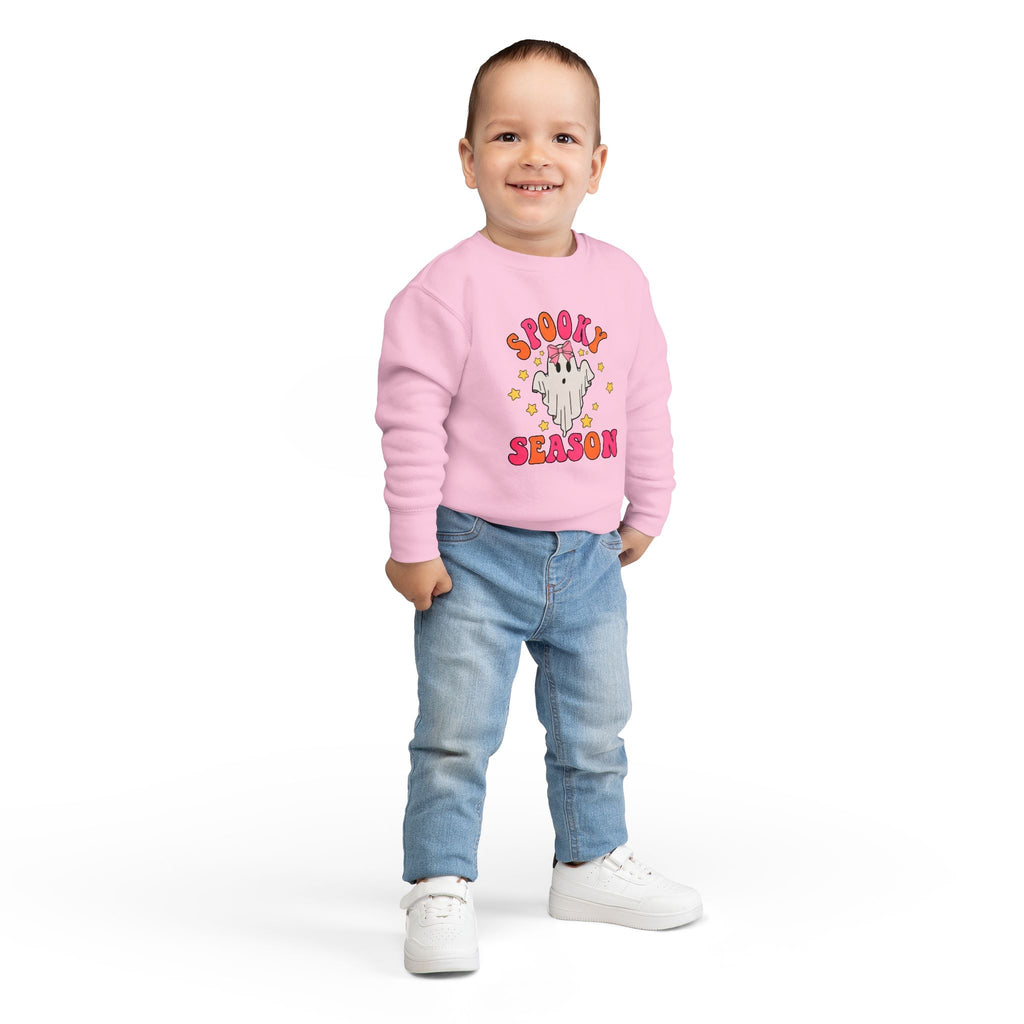 Toddler Sweatshirt — "Spooky Season" Cute Ghost Pink Pullover